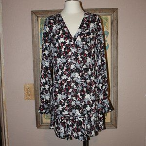 NWOT Veronica Beard Franklin silk floral print V neck flare hem mini dress Sz.8
